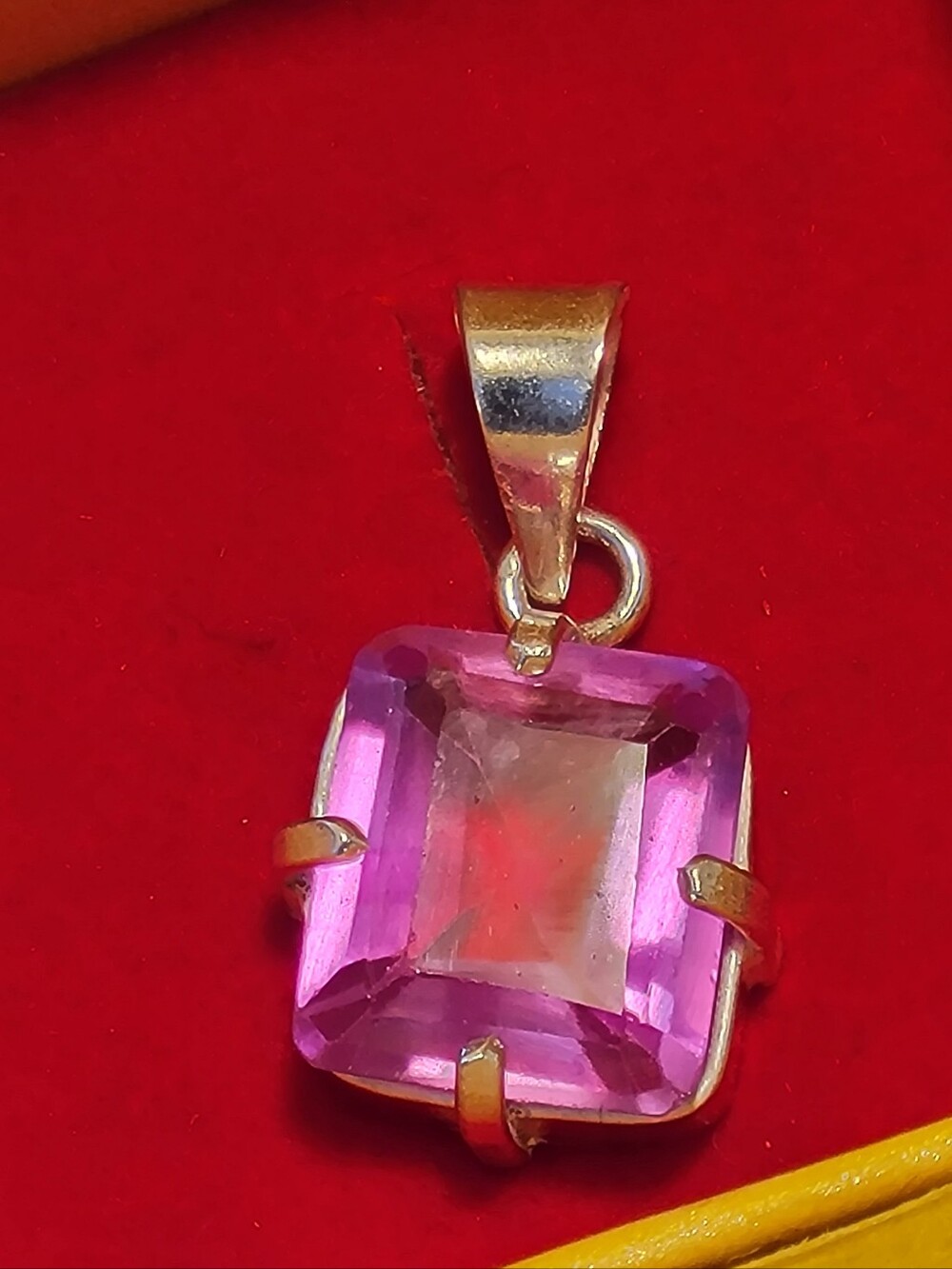 10.10ctw Natural Pink Kunzite Pendant 12X11mm Octagon Cut -Solid 925 Ster Silver